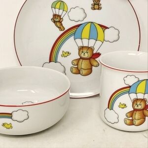 ANDREA By SADEK Collectible Tableware Tajimi Bowl Cup Plate Bear Rainbow